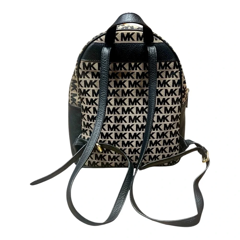 Michael Kors Monogram Canvas & Leather Black & Beige Abbey Backpack